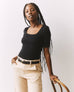 Women's Luxe Rib Square Neck Tee - Black